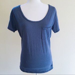 American Eagle Blue Stripe Pocket T-shirt